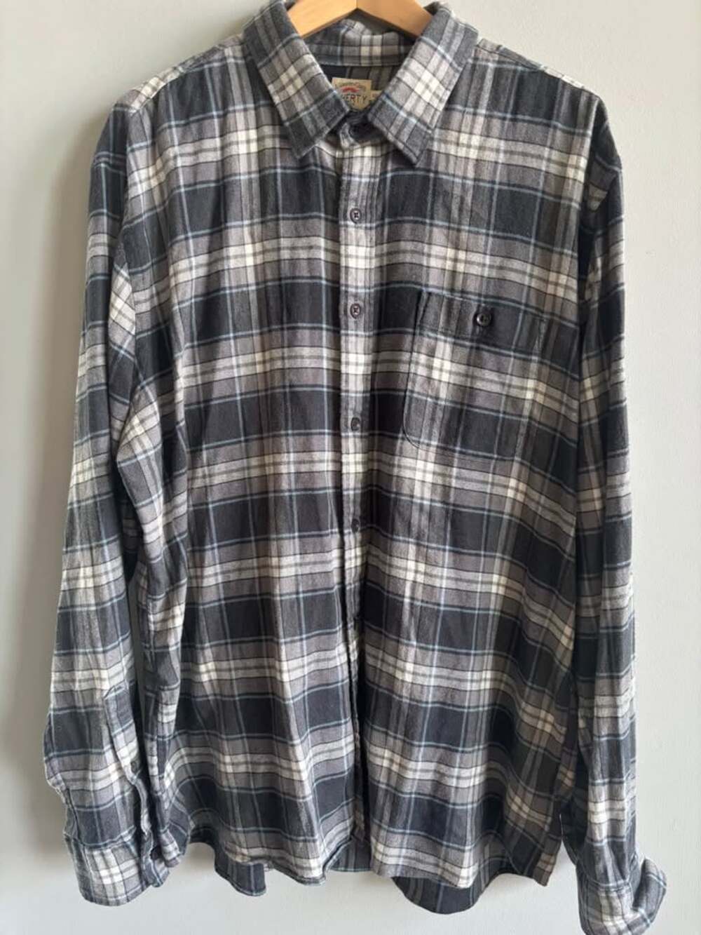 Faherty Men's Movement Flannel Stretch Plaid Button Up Shirt Gray Black XXL